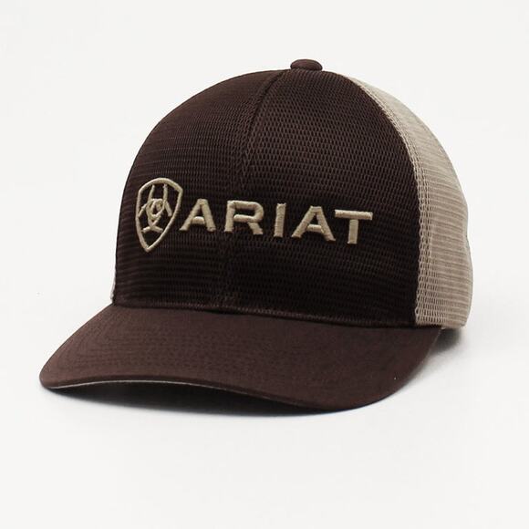 NWT Ariat Flexfit Cap in Brown Khaki Mesh size Adjustable - Picture 1 of 7